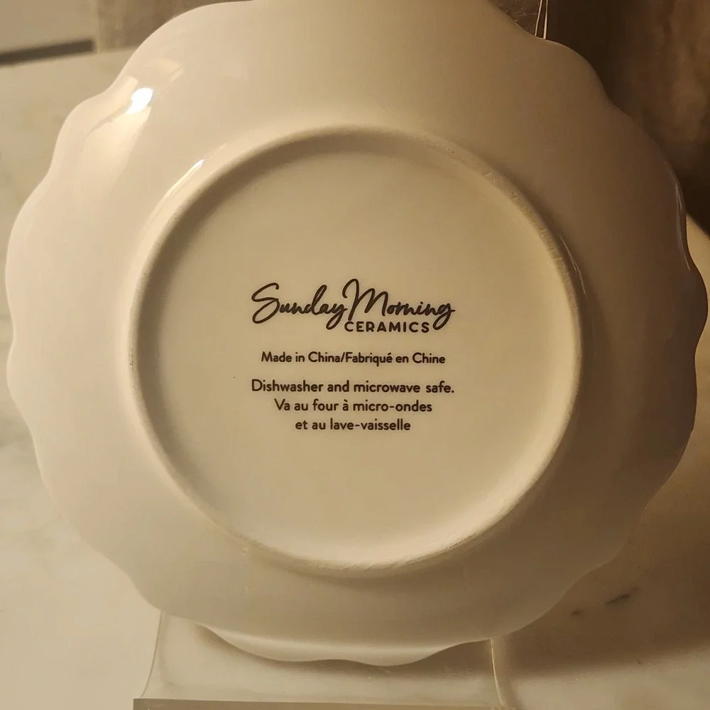 Sunday Morning Ceramics Appetizer Plate In Taupe And Ivory Floral Print 6